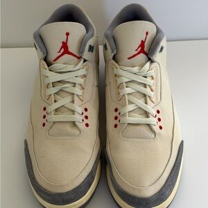 Nike Air Jordan Men's Cream, Gray & Red Sneakers Size 12